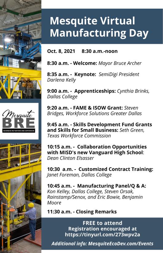 Mesquite BRE hosts free Virtual Manufacturing Day on Oct. 8 / City of